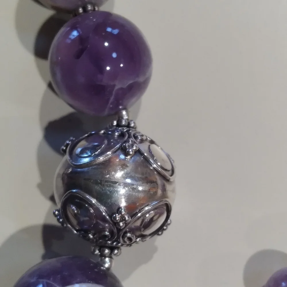 ❤️🎁 925 S/S Chevron Amethyst Graduated 28" Necklace Genuine & Beautiful! 😯 - Picture 13 of 15